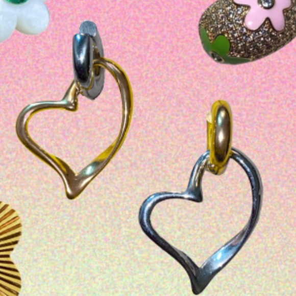 COPY - Notte Jewelry two toned earring, can remove hearts and wear as hoops - Picture 2 of 4